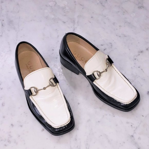 Gucci Horsebit Loafers Vintage 1996 Two-Tone Black & White, M Sz 5.5 D; W Sz 7 - Picture 3 of 16